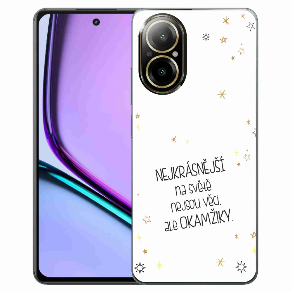 Gelový kryt mmCase na Realme C67 - citát 4 bílé pozadí