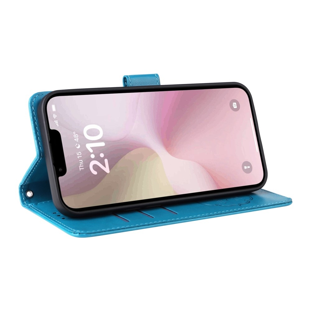 Flowery knížkové pouzdro na iPhone 16e - modré