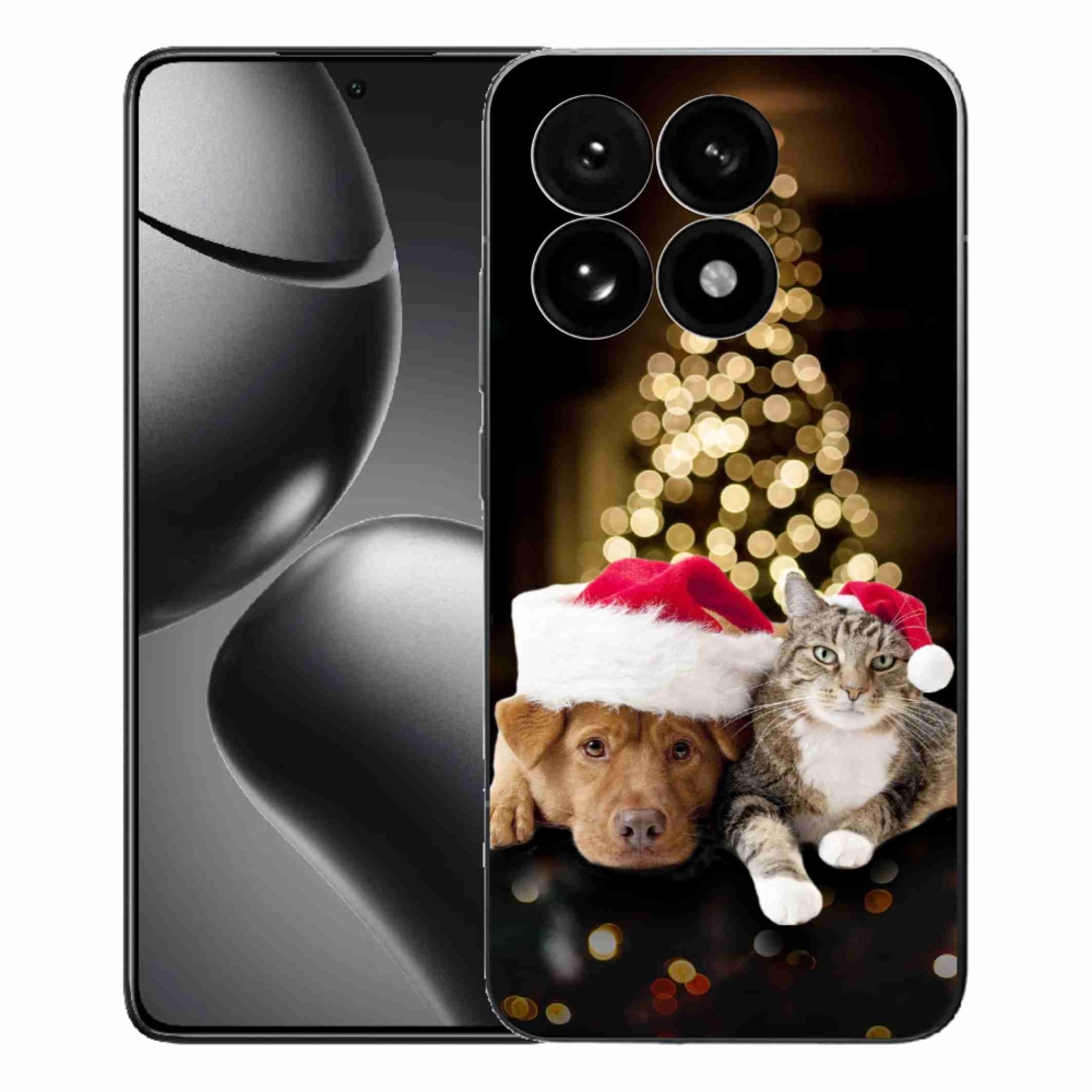 Gelový kryt mmCase na Xiaomi 15T - vánoční pes a kočka