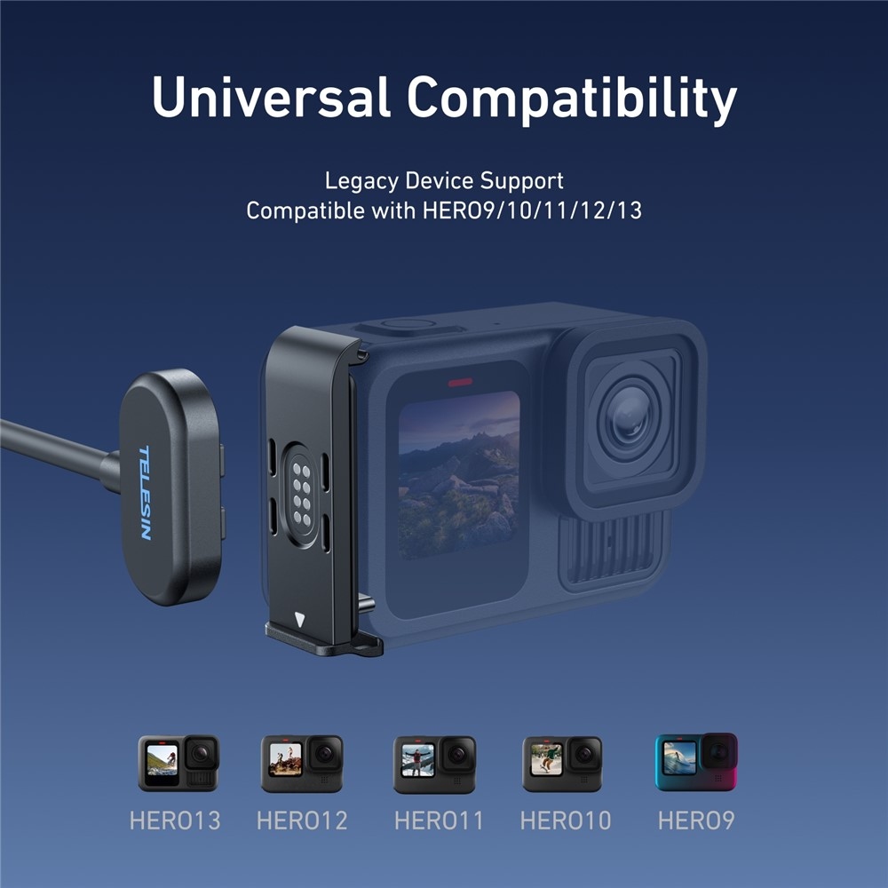 TELESIN magnetický nabíjecí kabel s boční krytkou pro GoPro Hero 13/12/11/10/9