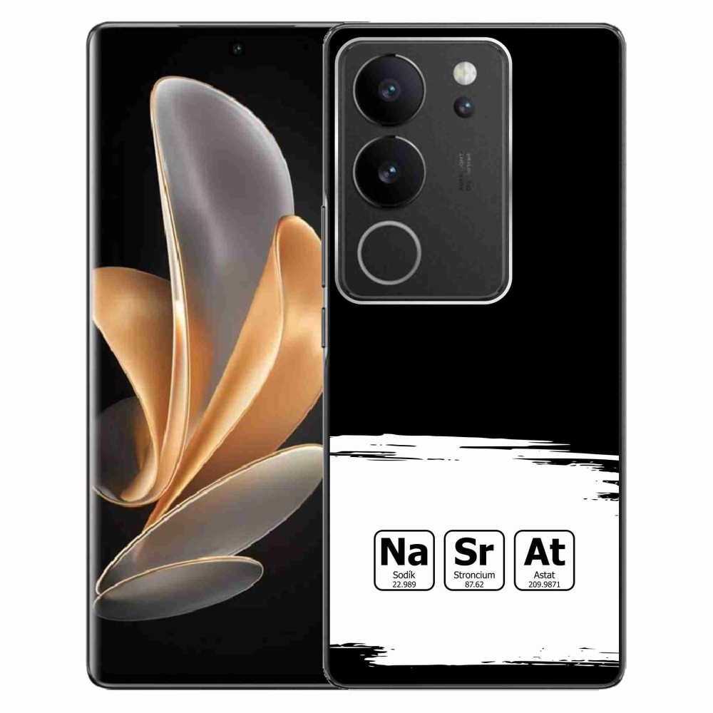 Gelový kryt mmCase na Vivo V29 5G - chemické prvky bíločerné pozadí