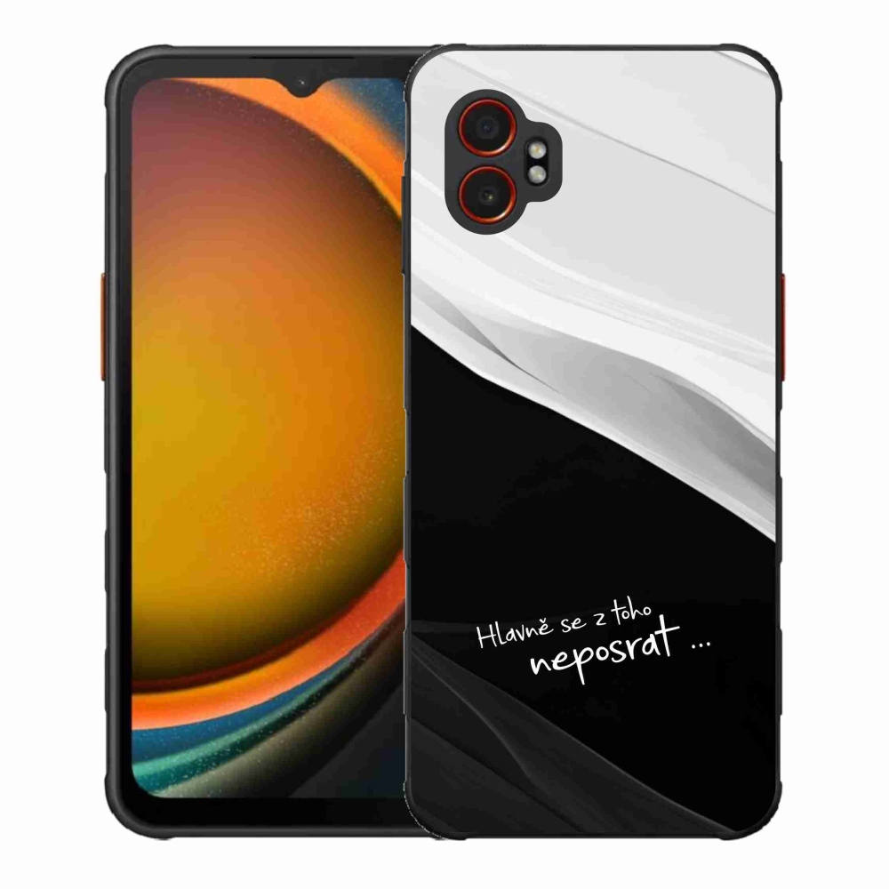 Gelový kryt mmCase na Samsung Galaxy Xcover 7 Pro - vtipný text 13 černobílé pozadí