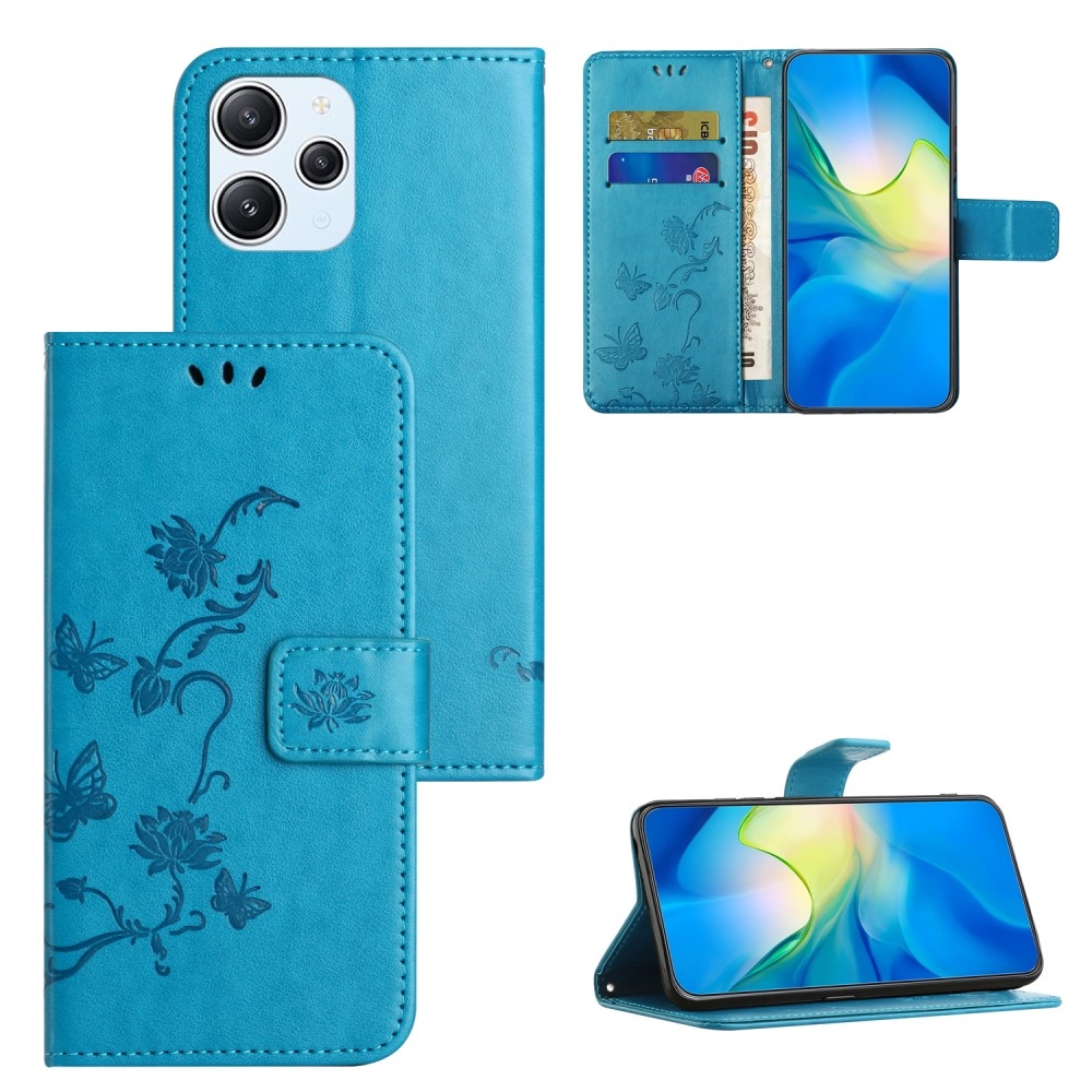 Flower knížkové pouzdro na Xiaomi Redmi 12 4G/5G - modré