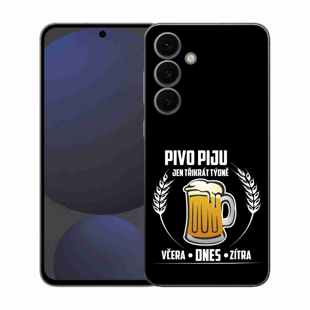 Gelový kryt mmCase na Samsung Galaxy S25 FE - pivní motiv černé pozadí