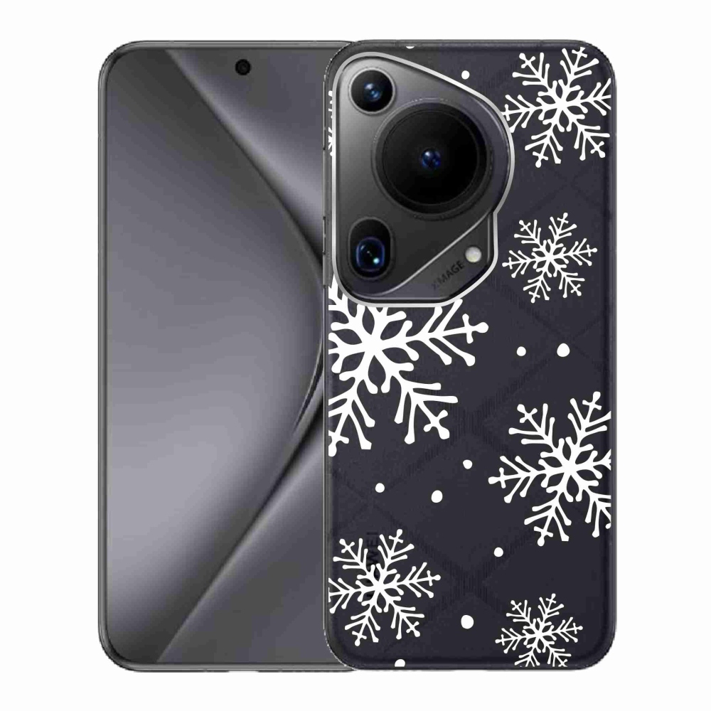 Gelový kryt mmCase na Huawei Pura 70 Ultra - bílé vločky na průhledném pozadí