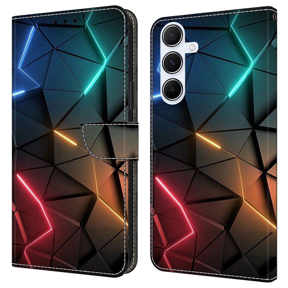 Firmly knížkové pouzdro na Samsung Galaxy A17 5G/A26 5G - neonové trojůhelníky