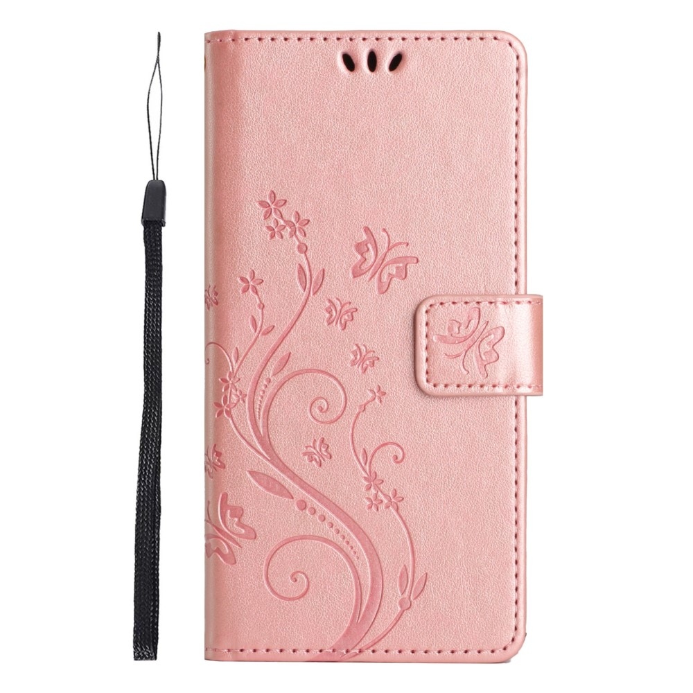 Flowers knížkové pouzdro na Xiaomi Redmi Note 14 Pro 5G/Poco X7 5G - růžovozlaté