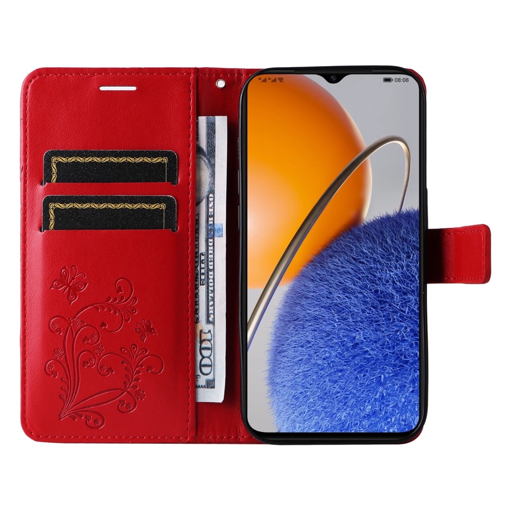 Big Butterfly knížkové pouzdro na Huawei Nova Y61 - červené