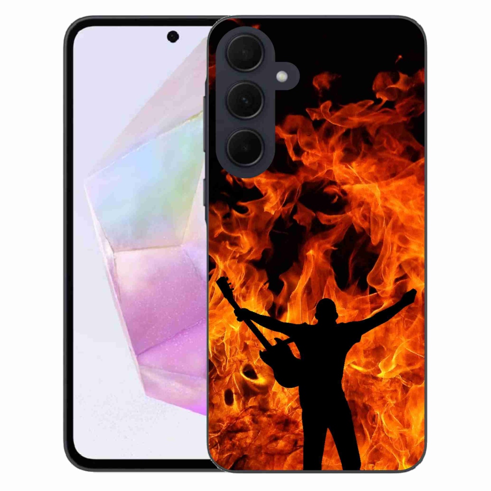 Gelový kryt mmCase na Samsung Galaxy A35 5G - muzikant a oheň