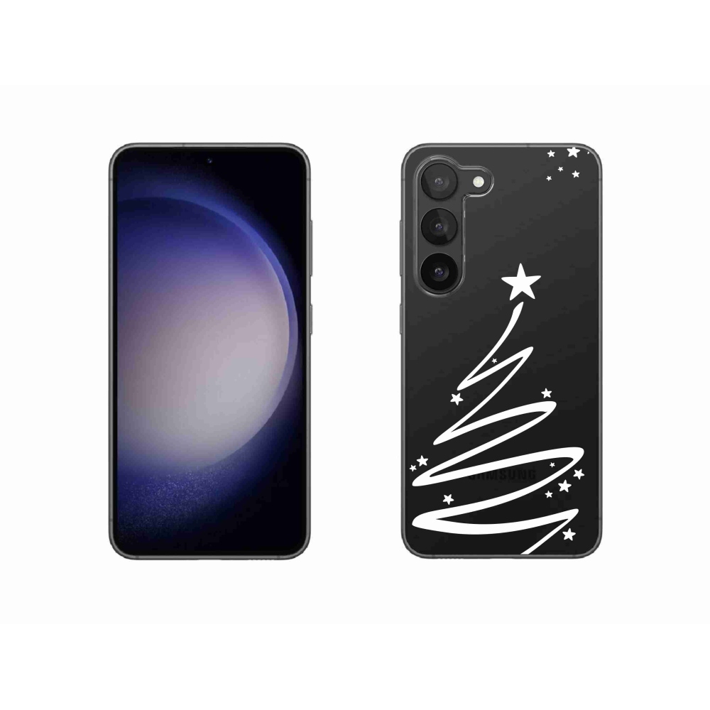 Gelový kryt mmCase na Samsung Galaxy S23 5G - bílý stromeček na průhledném pozadí