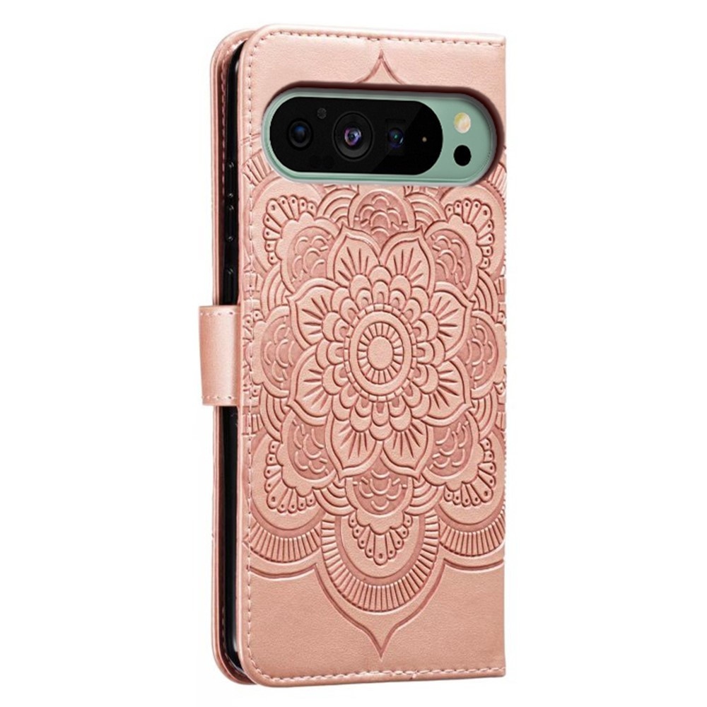 Mandala knížkové pouzdro na Google Pixel 10 Pro/Pixel 10/9 Pro/9 - růžovozlaté