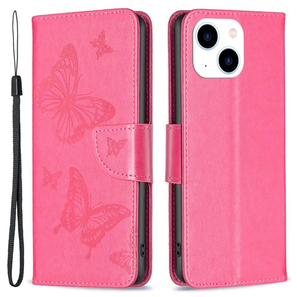 Butterfly knížkové pouzdro na iPhone 15 - rose