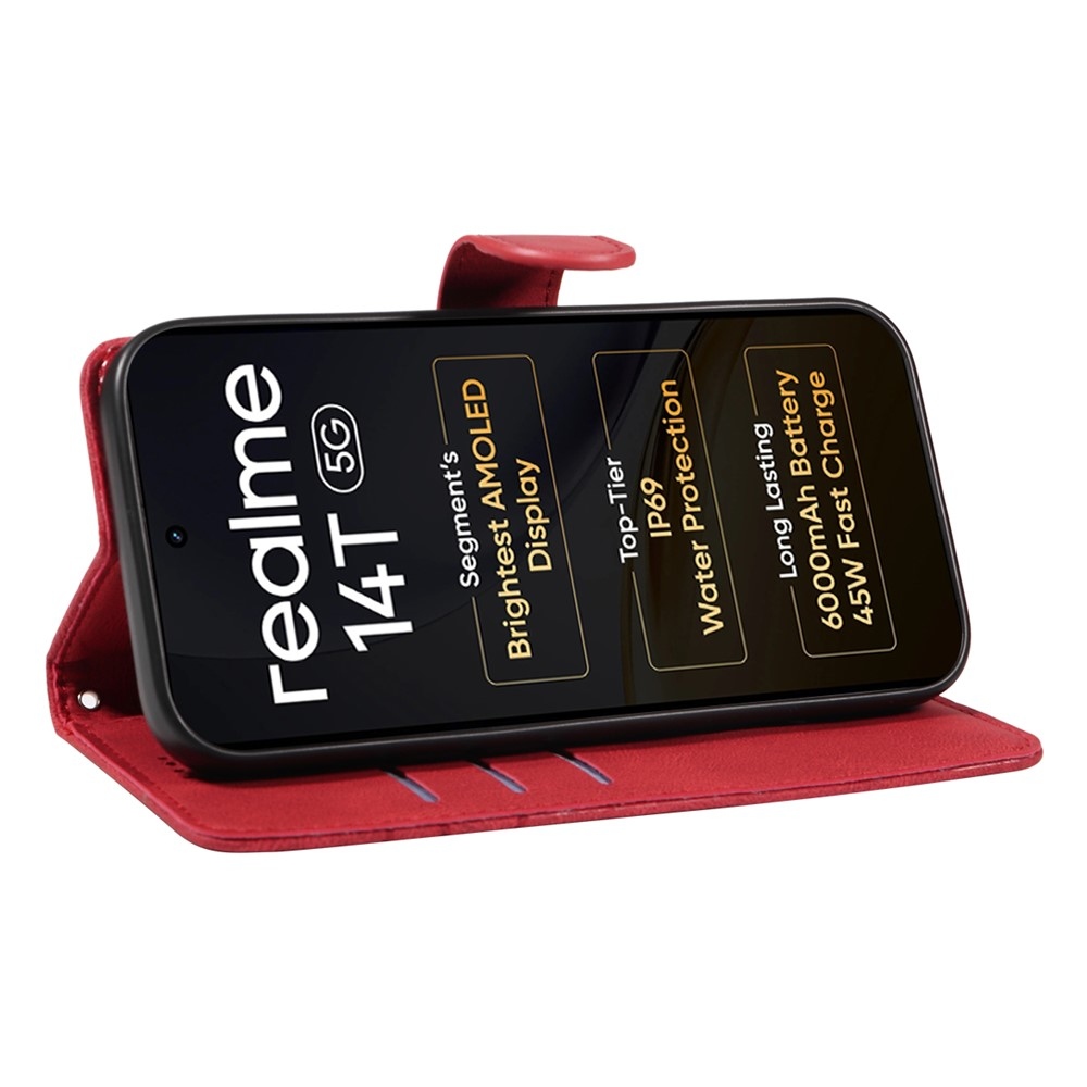 Curved knížkové pouzdro na Realme 14 5G/14T 5G - červené