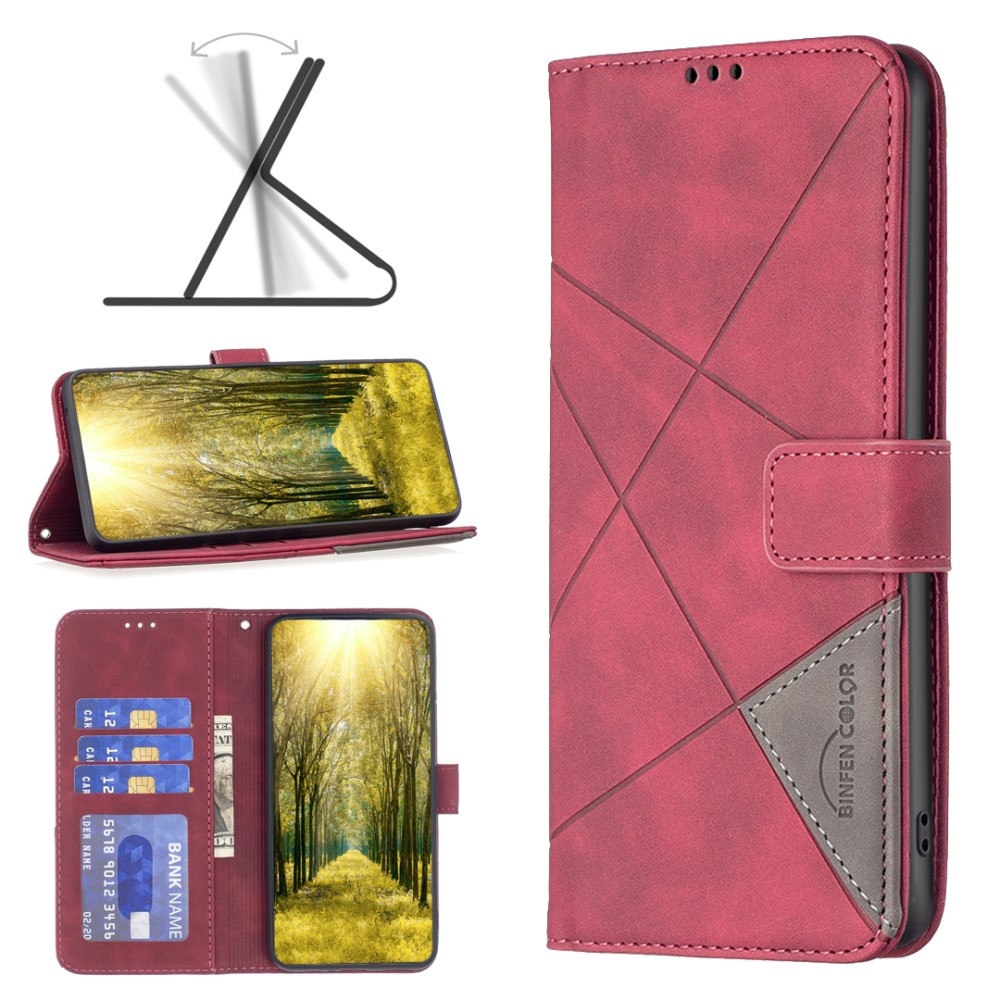 BINFEN knížkové pouzdro na Xiaomi Redmi 13 4G/Poco M6 4G - červené