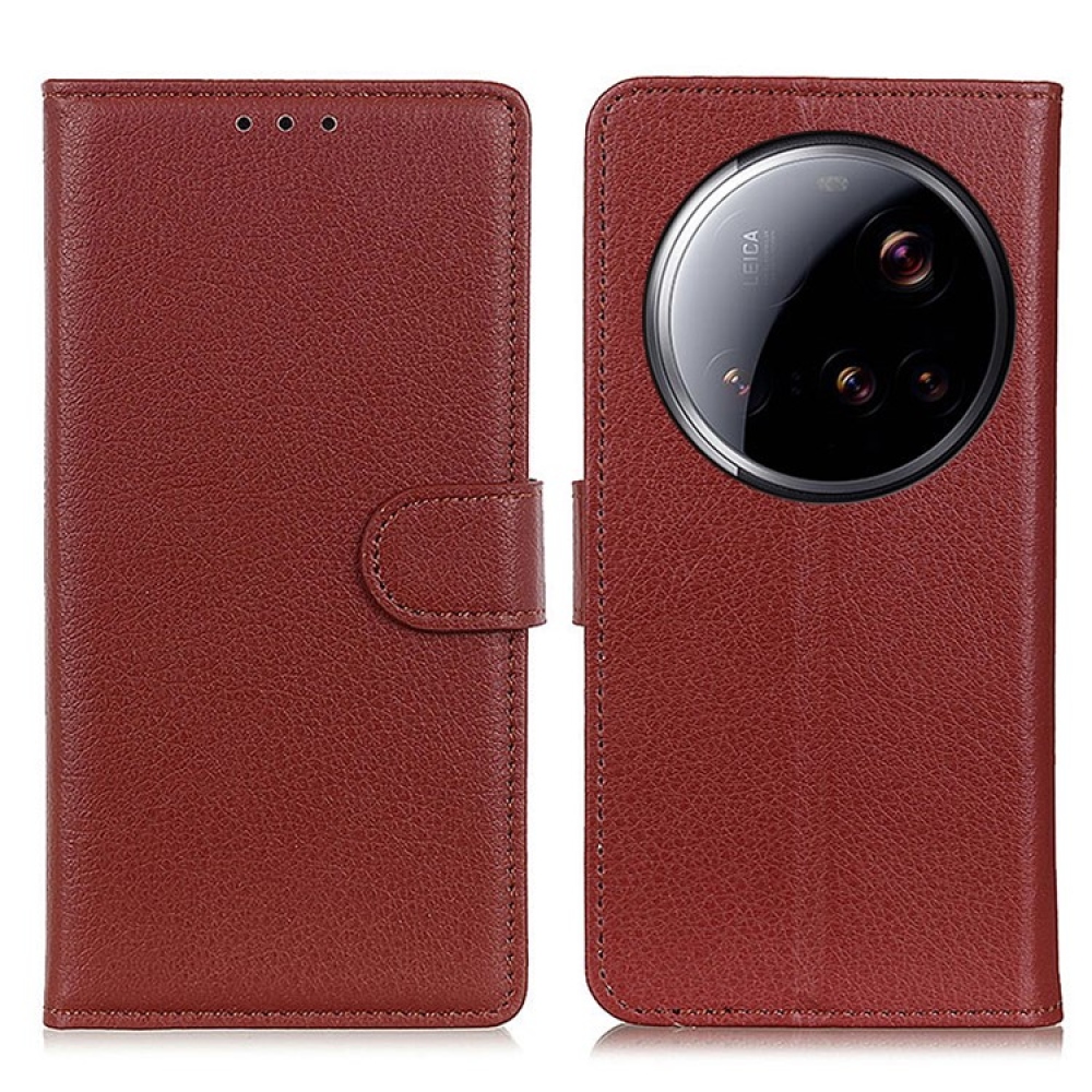 Litchie knížkové pouzdro pro Xiaomi 15 Ultra - hnědé