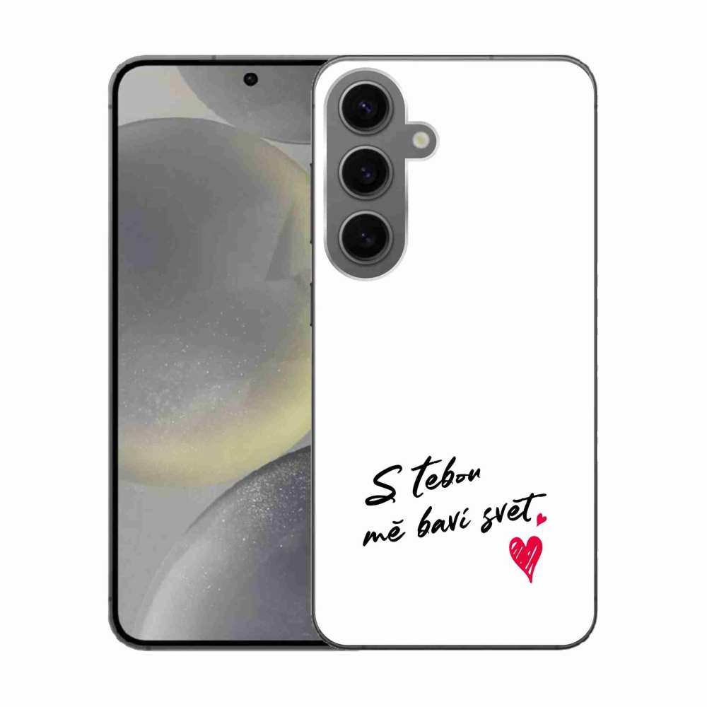 Gelový kryt mmCase na Samsung Galaxy S24 - zamilovaný text 1 bílé pozadí