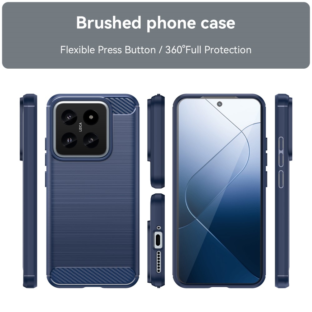 Carbon odolný gelový obal na Xiaomi 14 - modrý