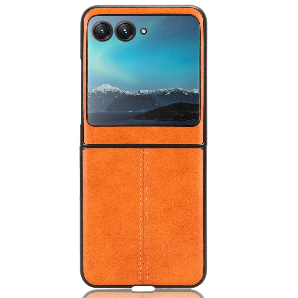 Vintages plastový kryt s umělou kůží na Motorola Razr 40 Ultra 5G - oranžový