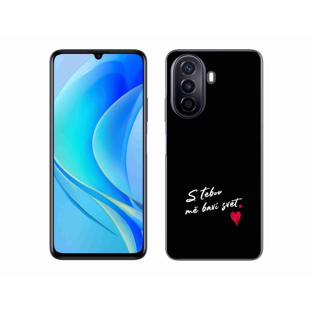Gelový kryt mmCase na Huawei Nova Y70 - zamilovaný text 1 černé pozadí