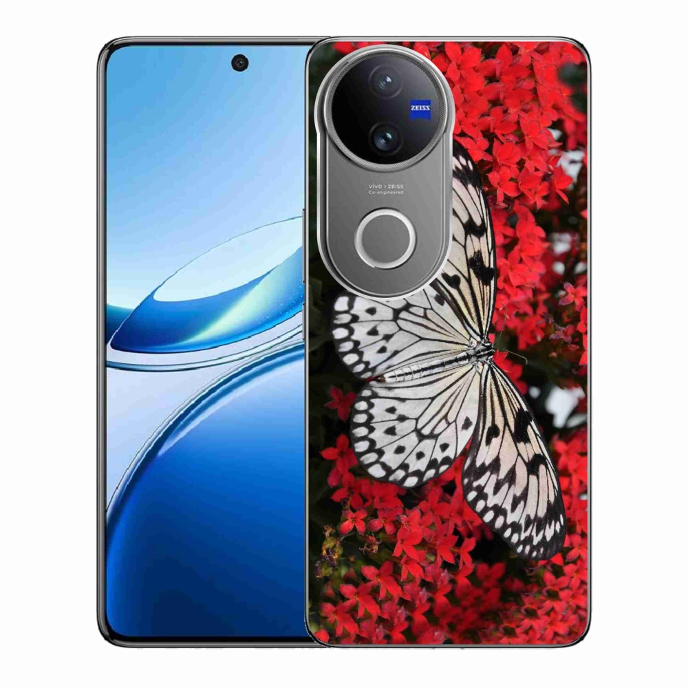 Gelový kryt mmCase na Vivo V50 5G - černobílý motýl 1