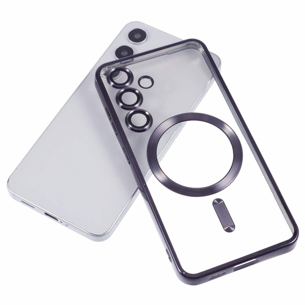 Clear obal s ochranou fotoaparátu a podporou MagSafe na Samsung Galaxy S25 - černý