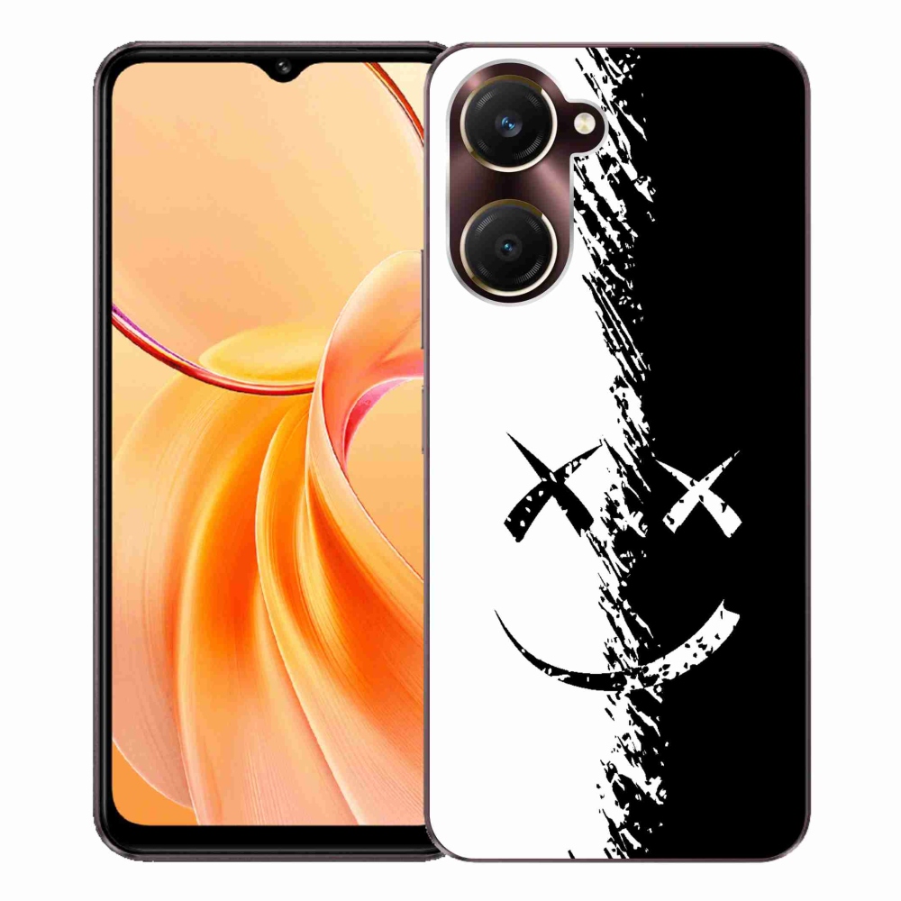 Gelový kryt mmCase na Vivo Y28s 5G - černobílý smajlík
