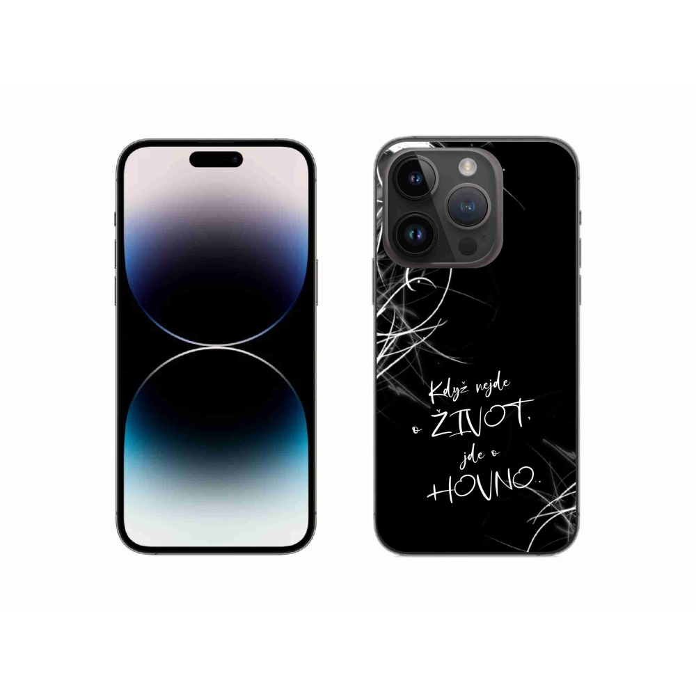 Gelový kryt mmCase na iPhone 14 Pro 6.1 - vtipný text 16 černé pozadí