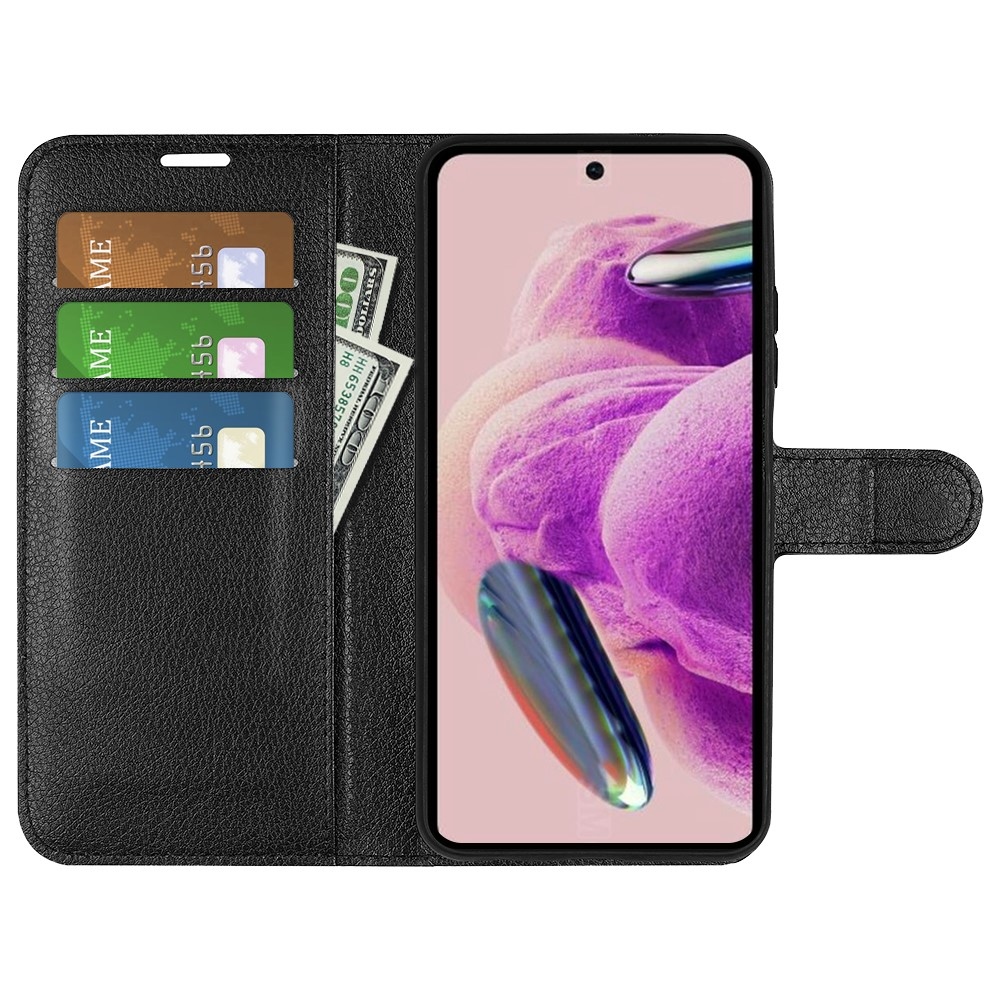 Litchi knížkové pouzdro na Xiaomi Redmi Note 12S - černé