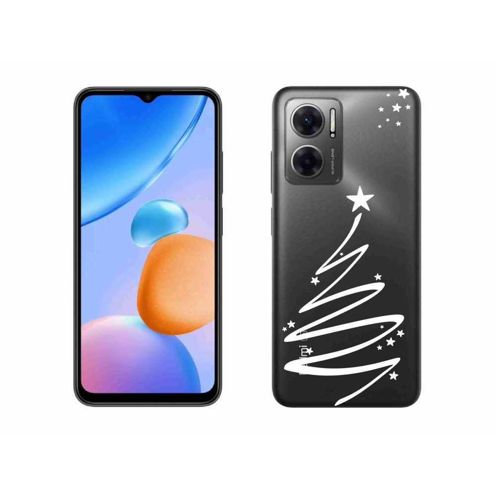 Gelový kryt mmCase na Xiaomi Redmi 10 5G - bílý stromeček na průhledném pozadí