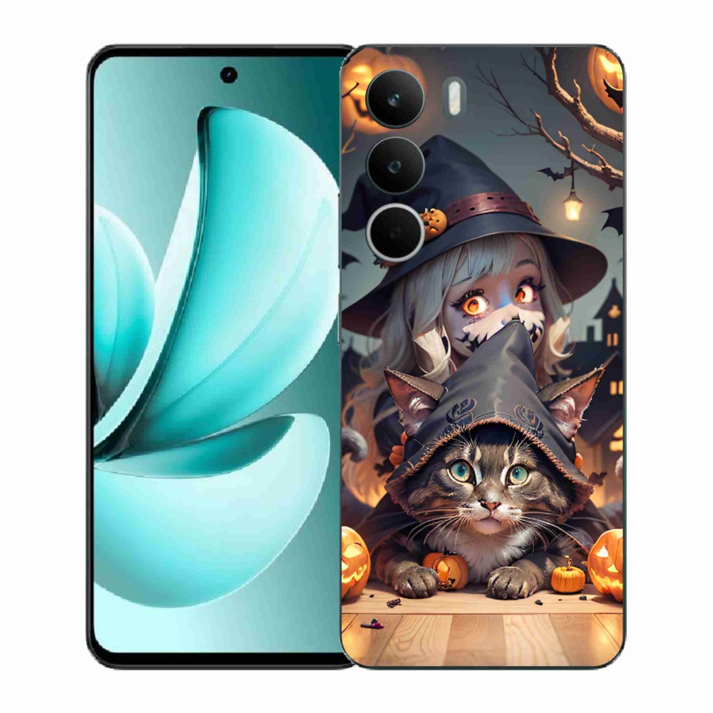 Gelový kryt mmCase na Realme C71 - čarodějnice s kočkou