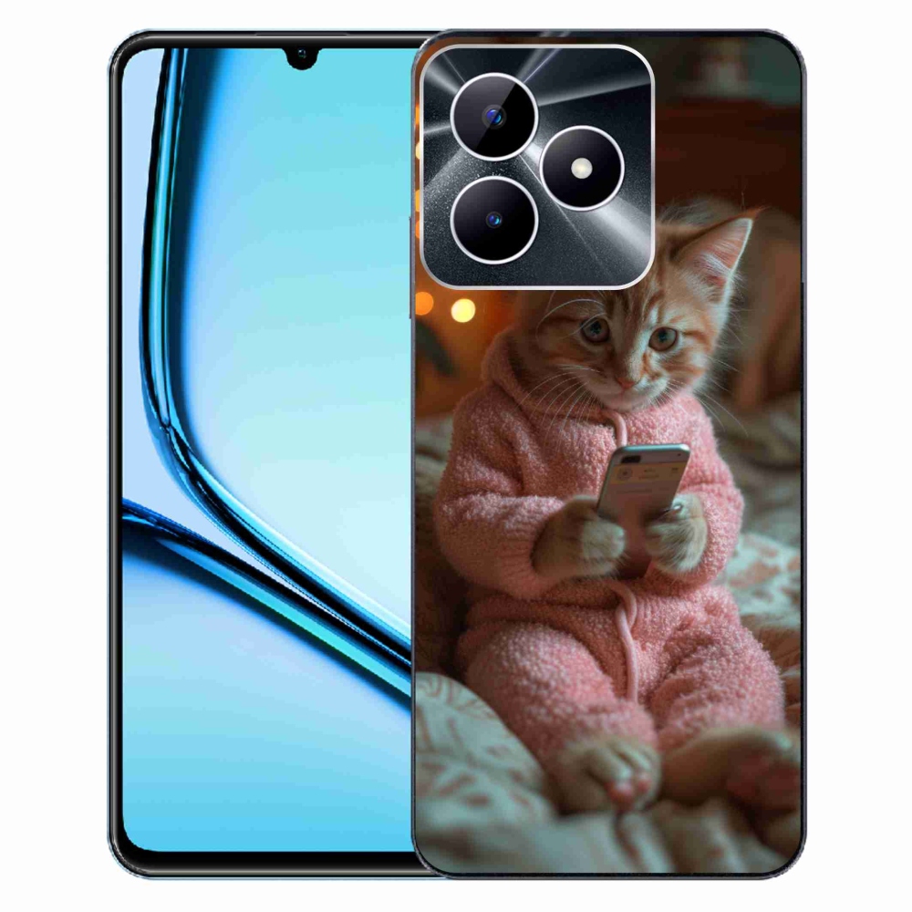 Gelový kryt mmCase na Realme Note 50 - kotě s mobilem
