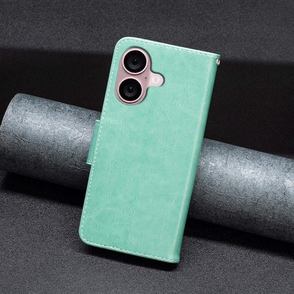 Butterfly knížkové pouzdro na iPhone 16 - modrozelené