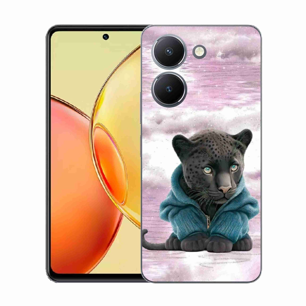 Gelový kryt mmCase na Vivo Y36 - černý panter ve svetru