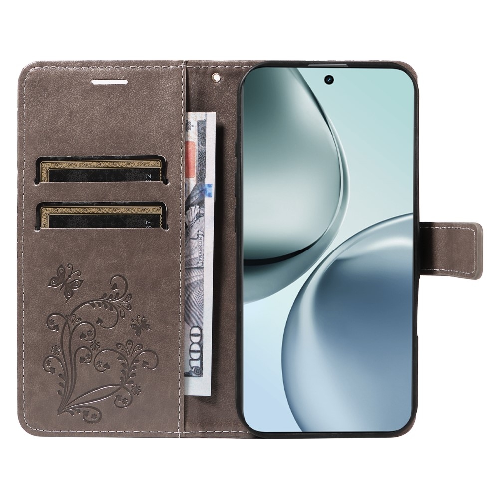 Big Butterfly knížkové pouzdro na Realme 14 Pro+ 5G - šedé