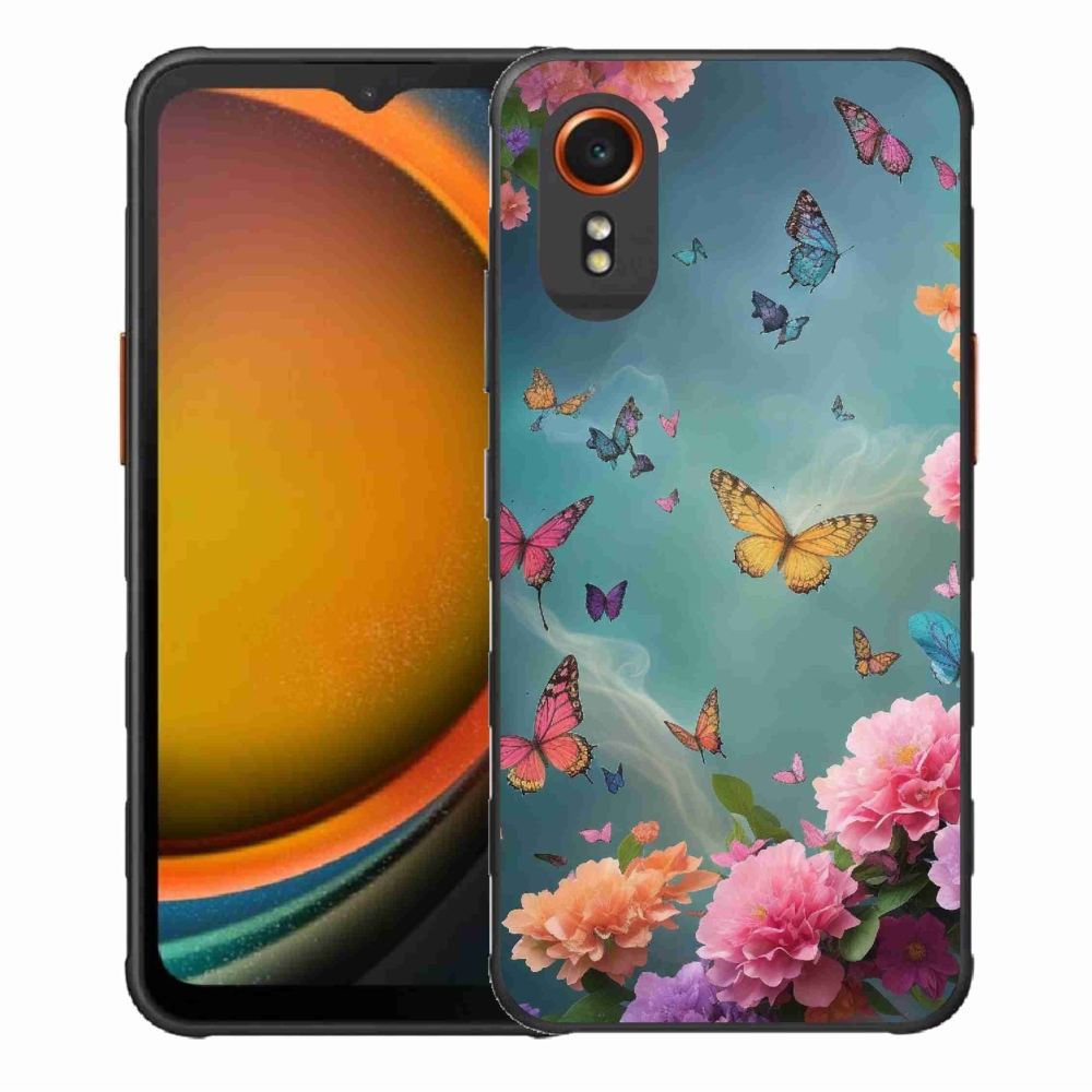 Gelový kryt mmCase na Samsung Galaxy Xcover 7 - barevné květy a motýli