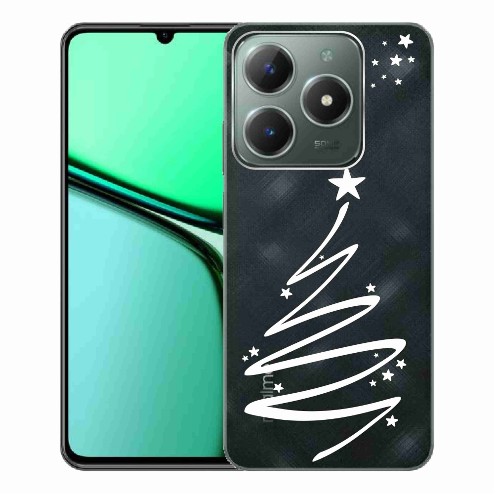 Gelový kryt mmCase na Realme C61 - bílý stromeček na průhledném pozadí