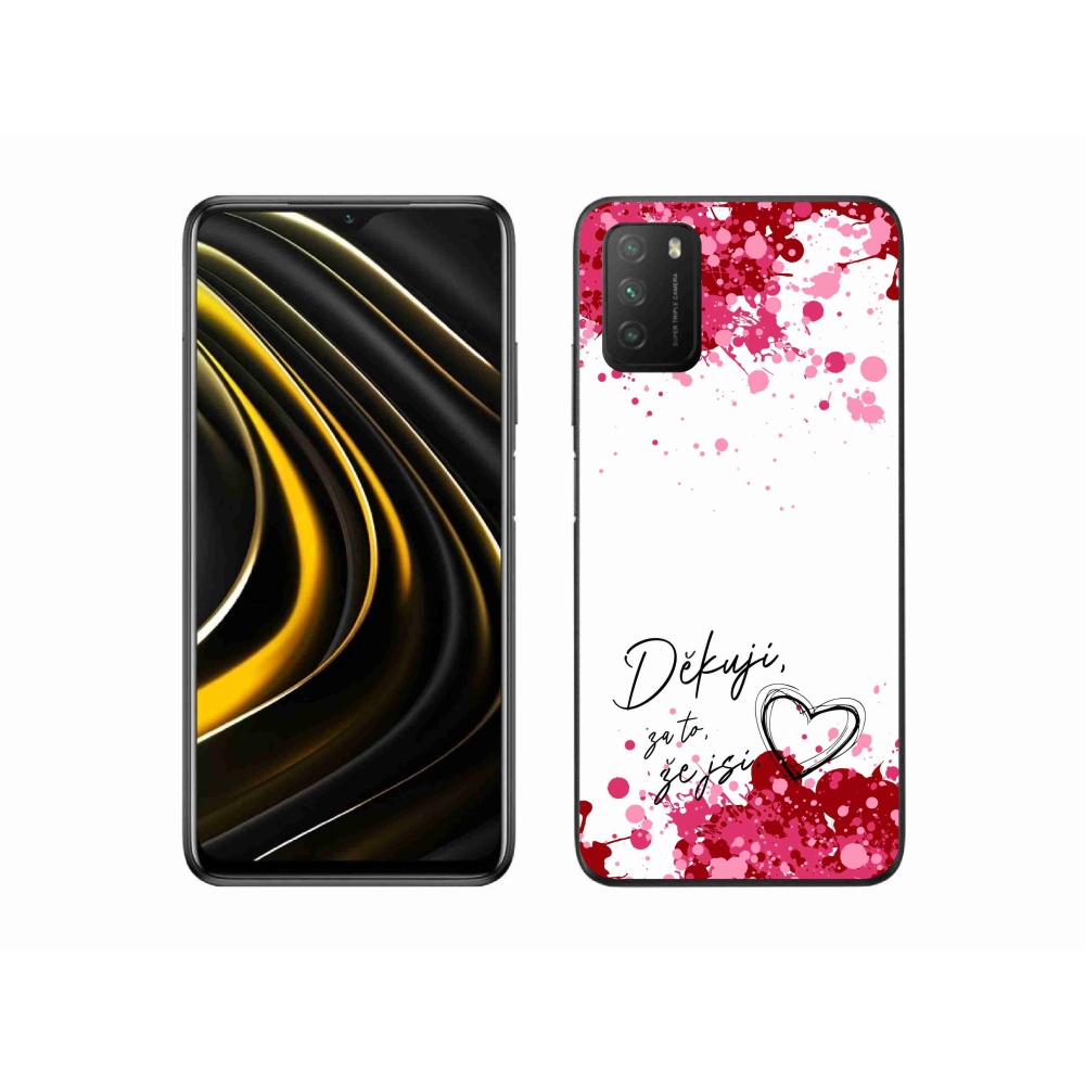 Gelový kryt mmCase na Xiaomi Poco M3 - zamilovaný text 2 bílé pozadí