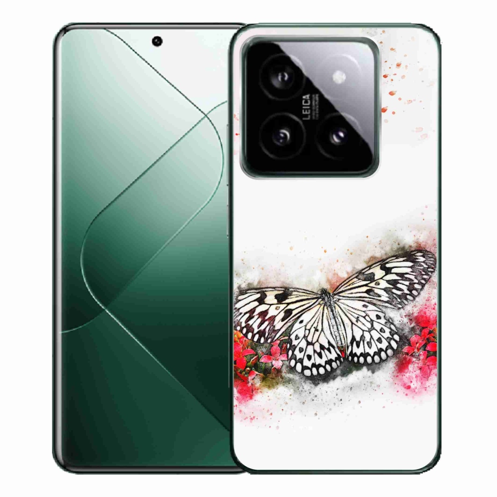 Gelový kryt mmCase na Xiaomi 14 Pro - černobílý motýl