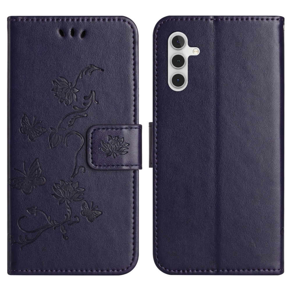 Flower knížkové pouzdro na Samsung Galaxy A56 5G - tmavěfialové