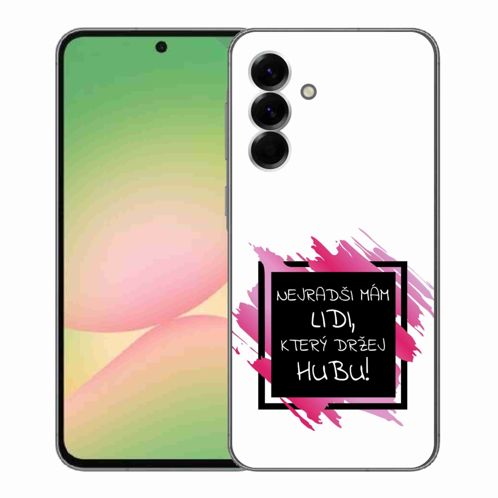 Gelový kryt mmCase na Samsung Galaxy A56 5G - vtipný text 7 černobílé pozadí