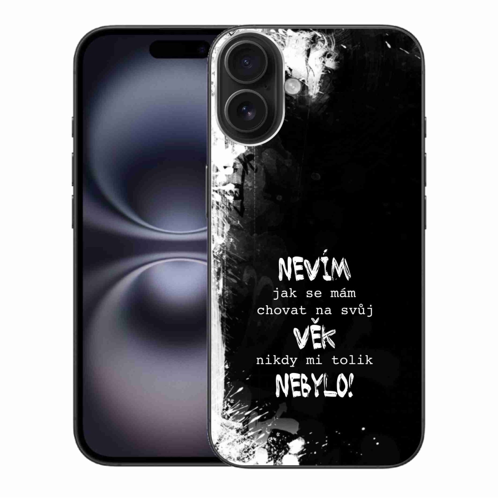 Gelový kryt mmCase na iPhone 16 Plus - vtipný text 14 černé pozadí