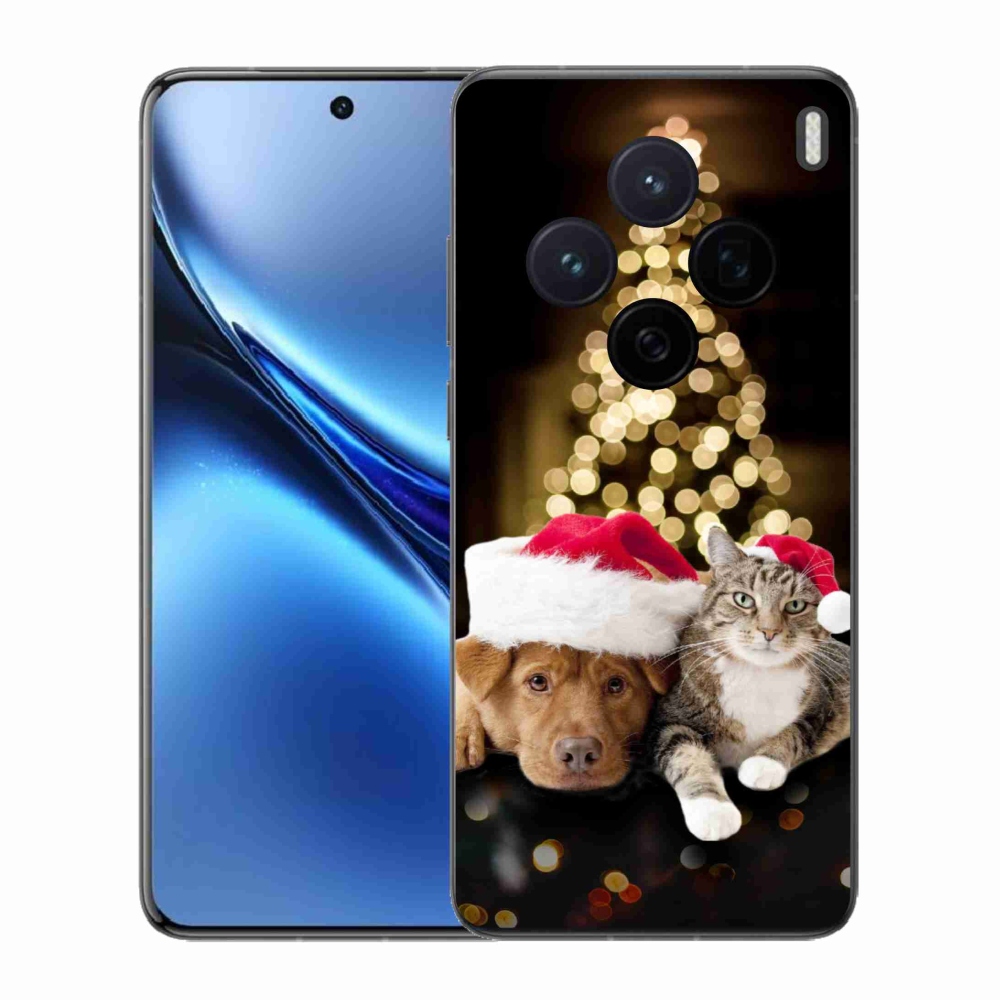 Gelový kryt mmCase na Vivo X200 5G - vánoční pes a kočka