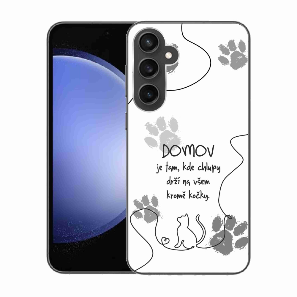 Gelový kryt mmCase na Samsung Galaxy S23 FE - kočičí motiv bílé pozadí