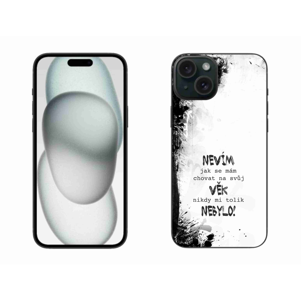 Gelový kryt mmCase na iPhone 15 Plus - vtipný text 14 bílé pozadí