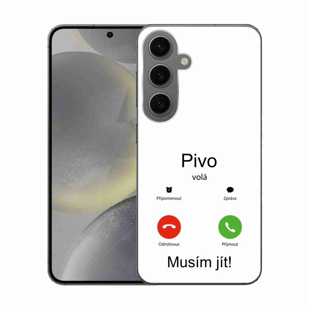 Gelový kryt mmCase na Samsung Galaxy S24 - pivo volá bílé pozadí