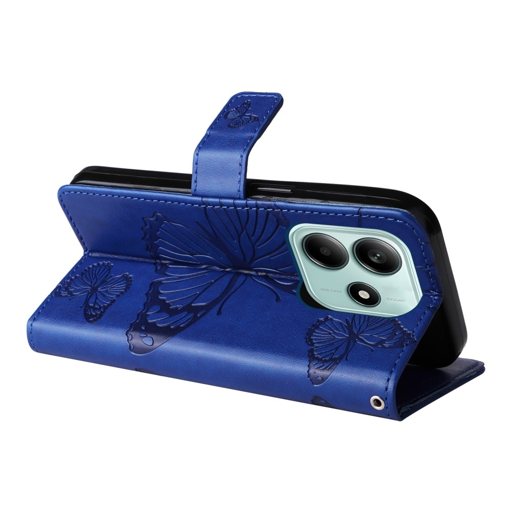 Big Butterfly knížkové pouzdro na Xiaomi Redmi Note 14 5G - modré