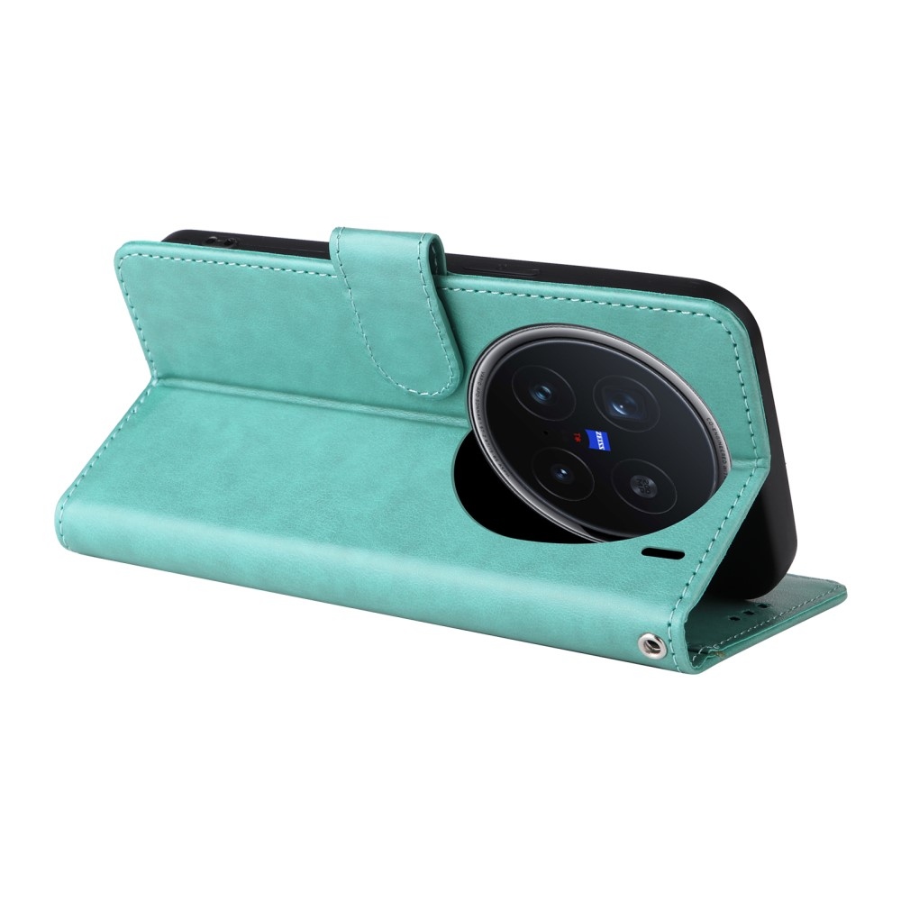 Flowery knížkové pouzdro na Vivo X200 Pro 5G - modrozelené