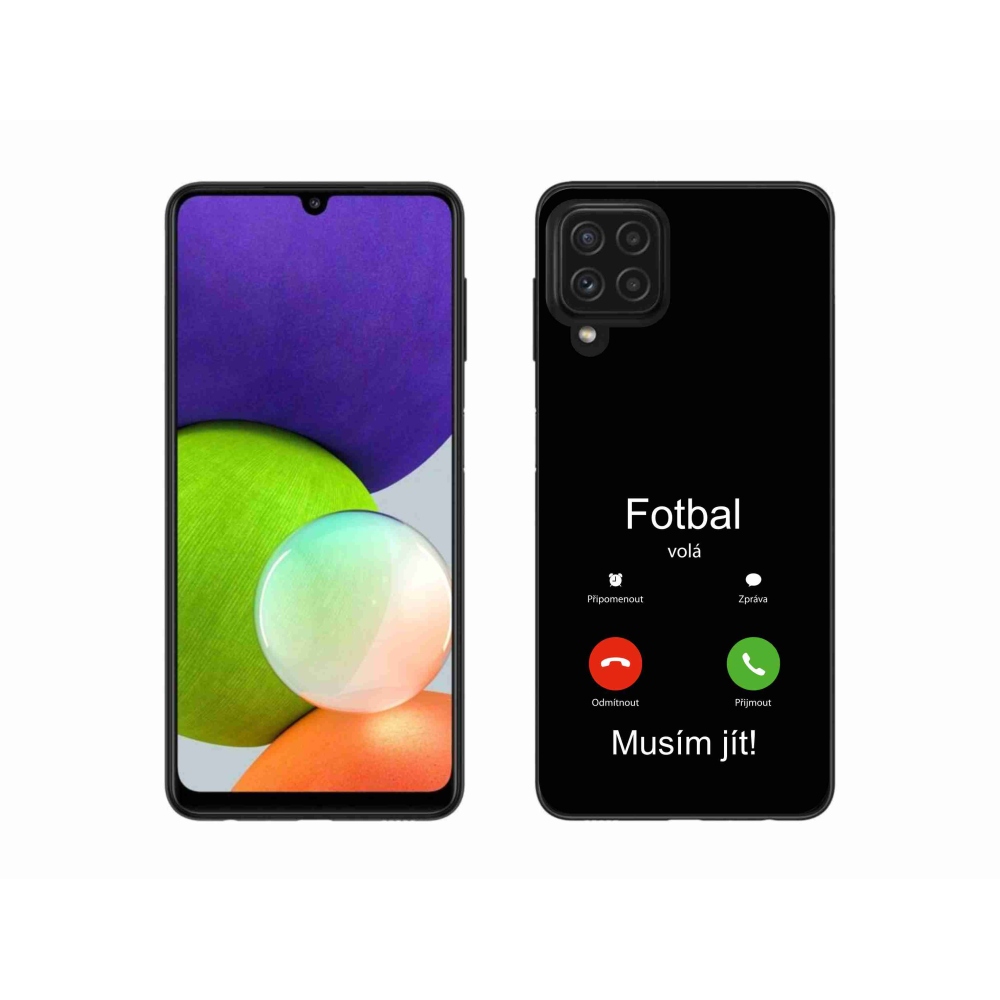 Gelový kryt mmCase na Samsung Galaxy A22 4G - fotbal volá černé pozadí