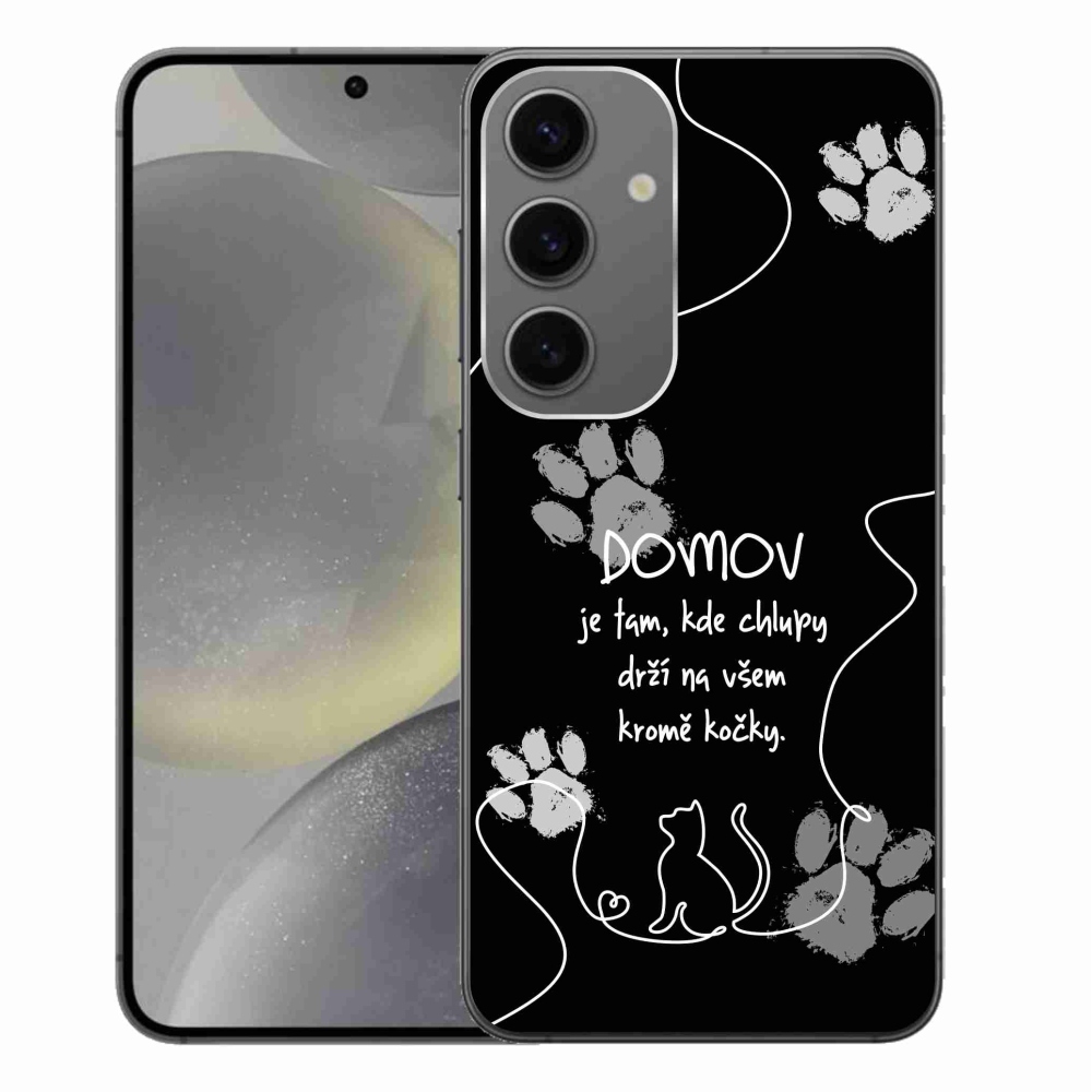 Gelový kryt mmCase na Samsung Galaxy S24+ - kočičí motiv černé pozadí