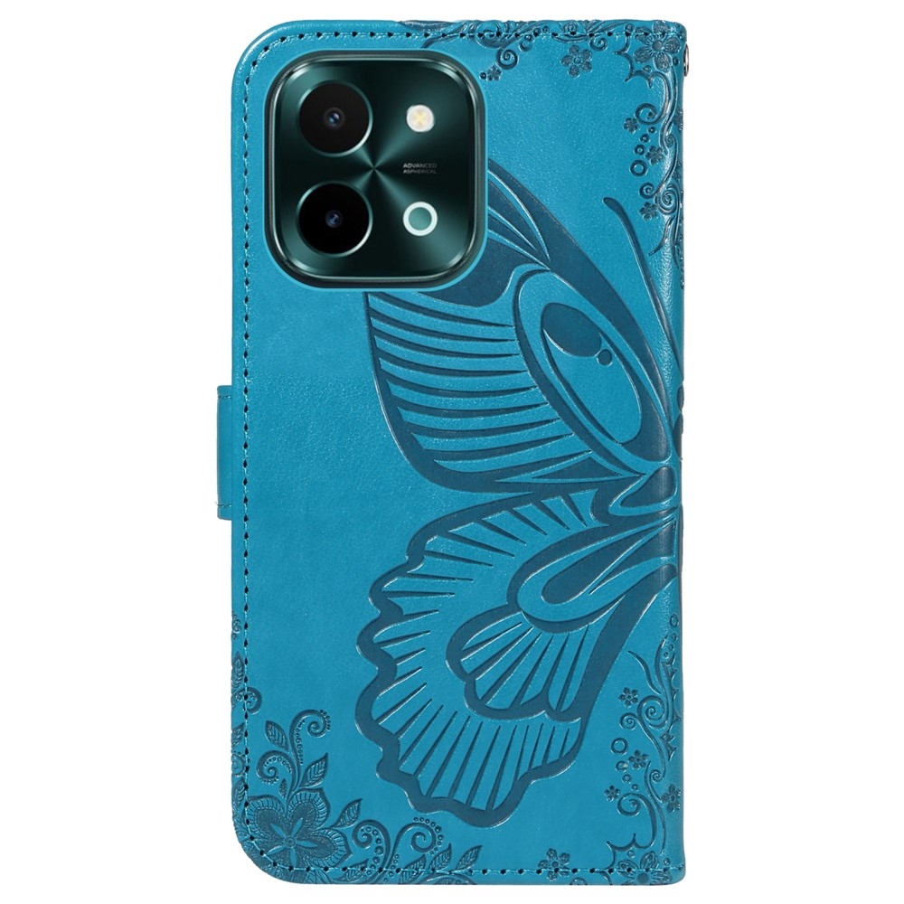 Floral Butterfly knížkové pouzdro na Vivo Y28 - modré